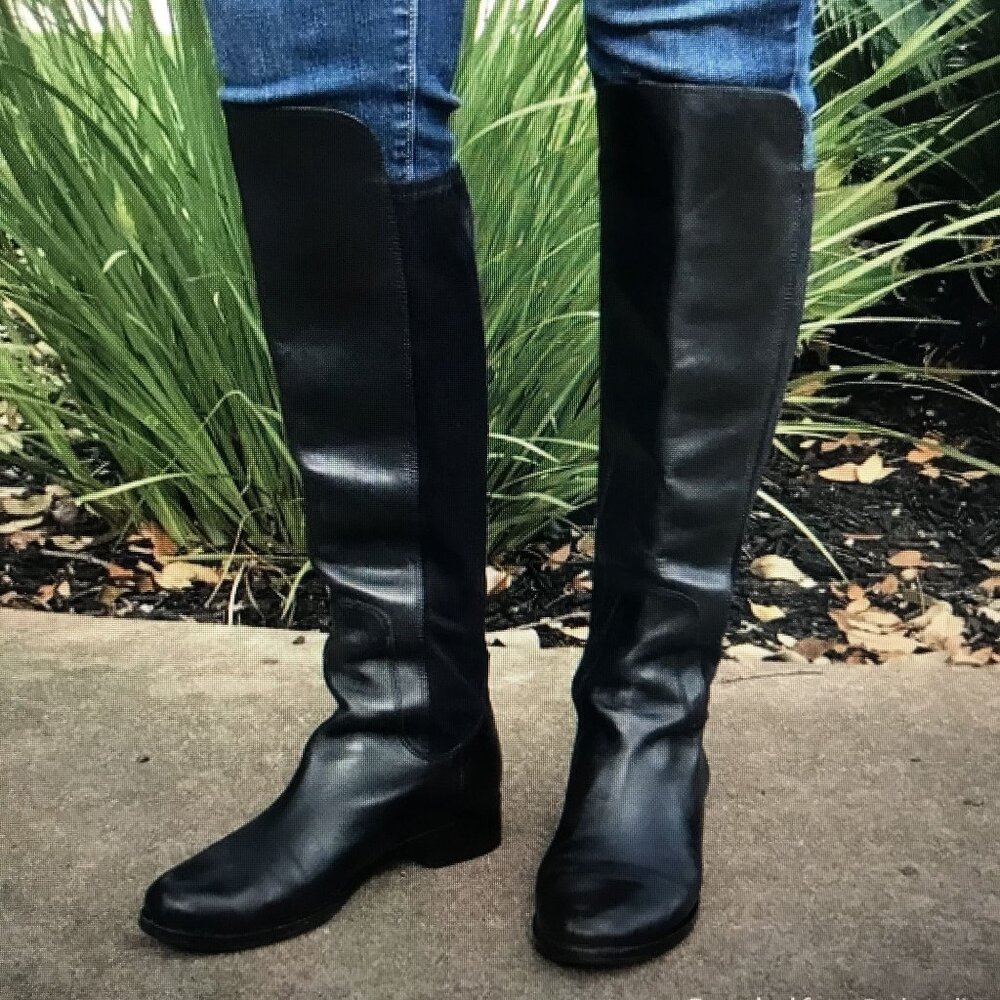Cole Haan Air Whitley Womens 8.5 Over The Knee Black Leather Riding Boots